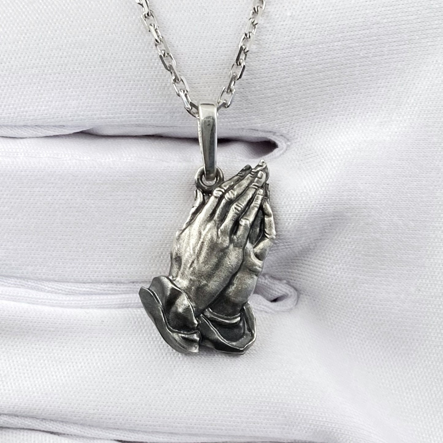 Sterling Silver Praying Hands Pendant: Gothic Religious Necklace (etsy image id: 6055818669)