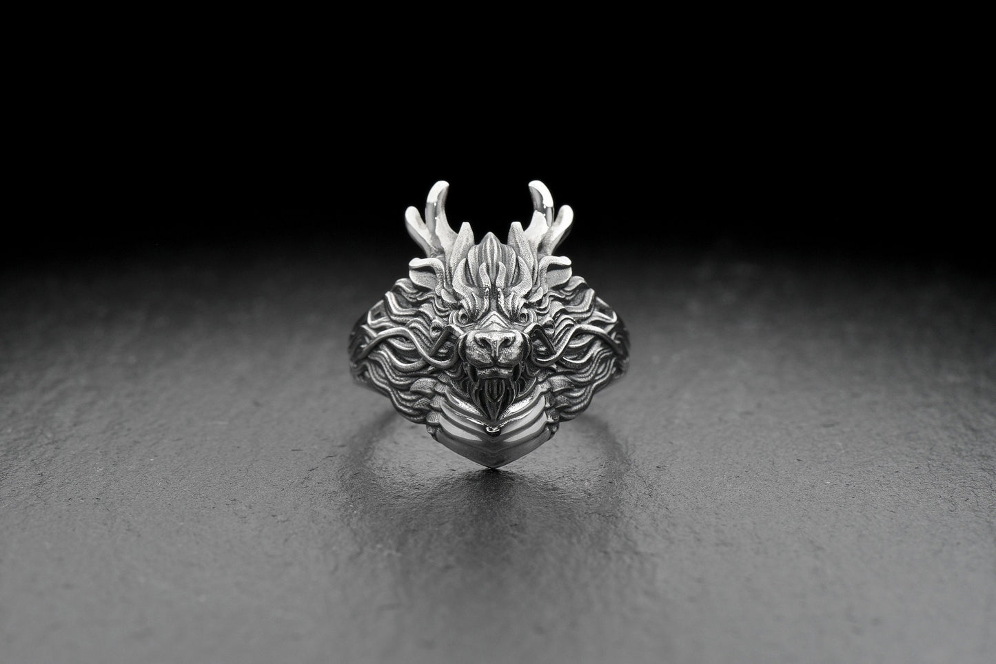 Sterling Silver Chinese Dragon Ring: Oxidized Fantasy Jewelry __etsy:6141976218