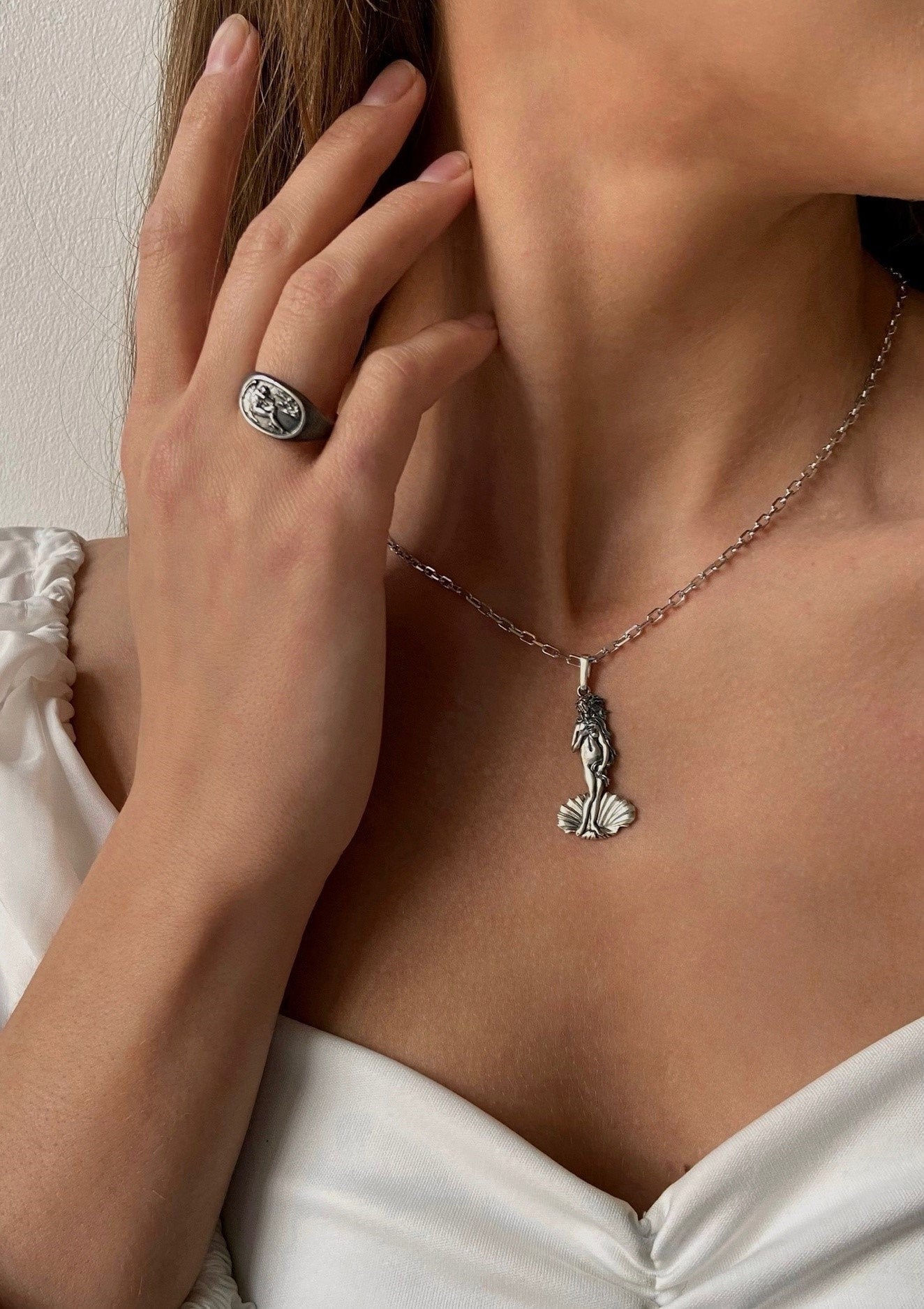 Birth of Venus Sterling Silver Pendant: Renaissance Art Necklace (etsy image id: 6151231395)