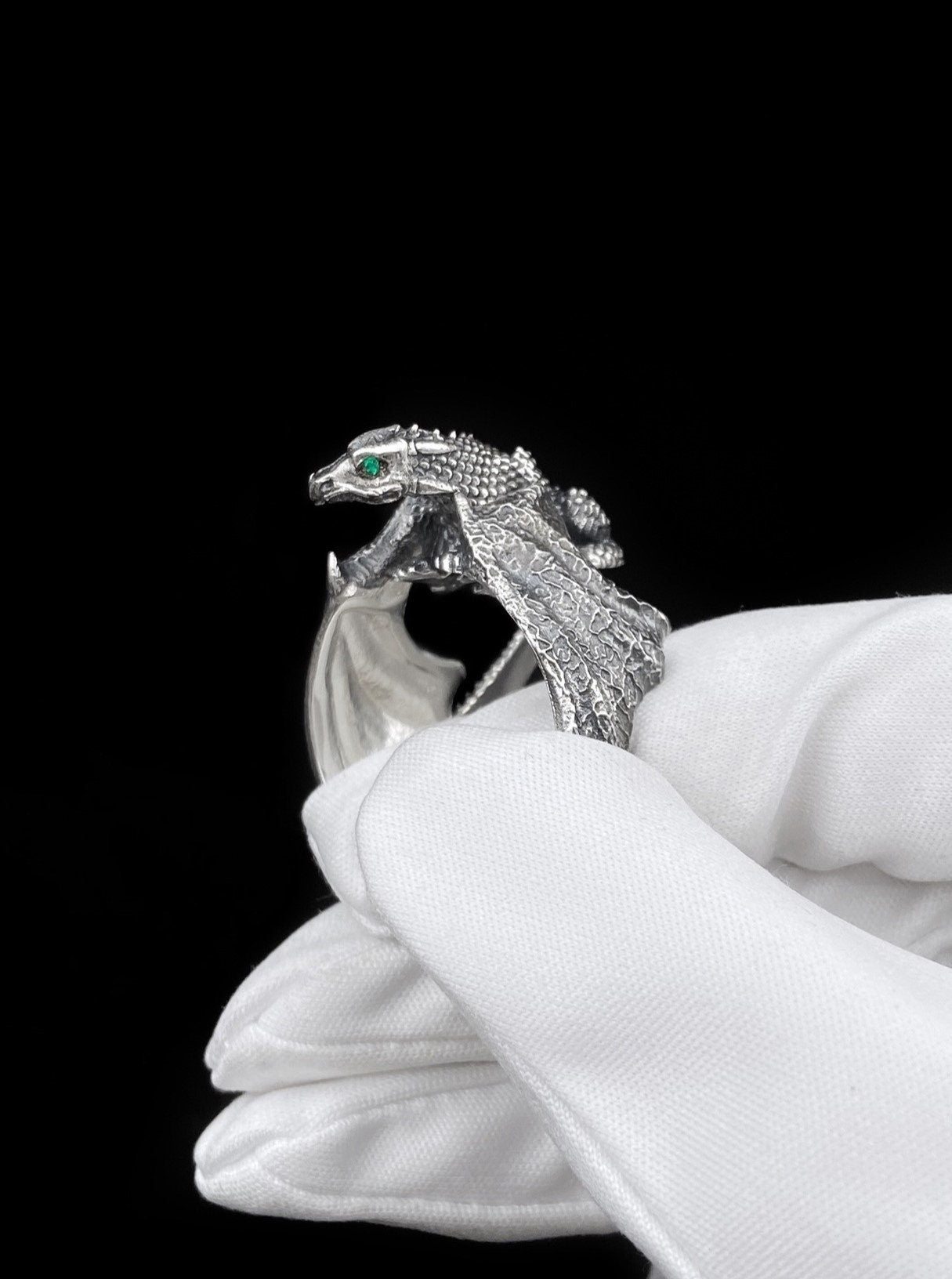 Oxidized Sterling Silver Dragon Ring: Fantasy Jewelry (etsy image id: 6190066237)