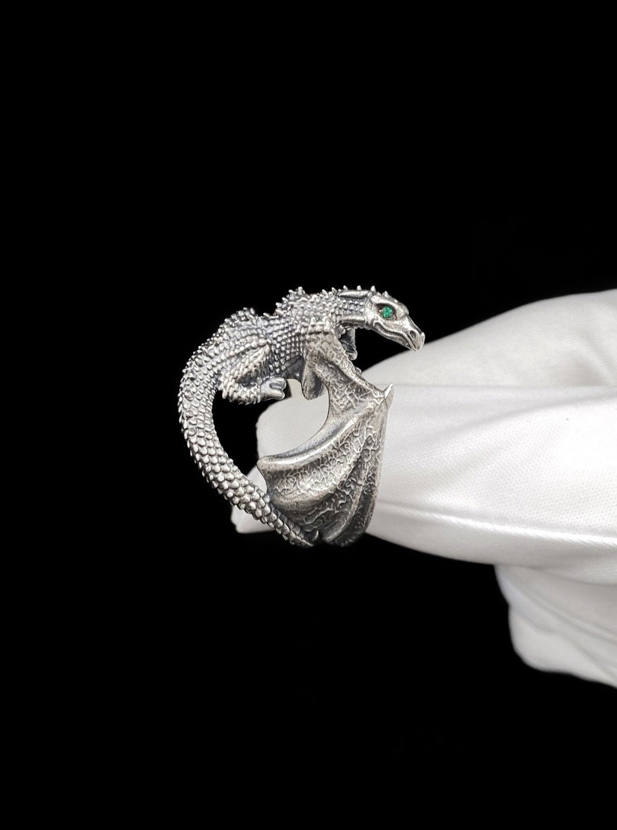 Oxidized Sterling Silver Dragon Ring: Fantasy Jewelry (etsy image id: 6190066353)