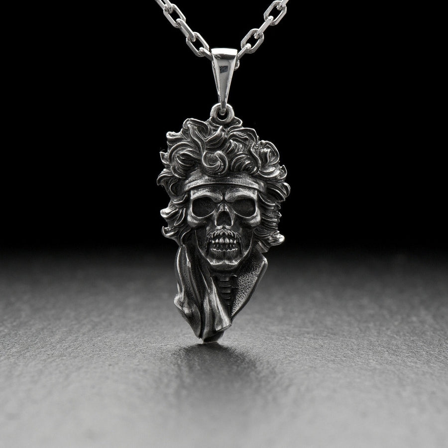 Sterling Silver Jimi Hendrix Skull Pendant: Rock & Roll Jewelry (etsy image id: 6322904685)