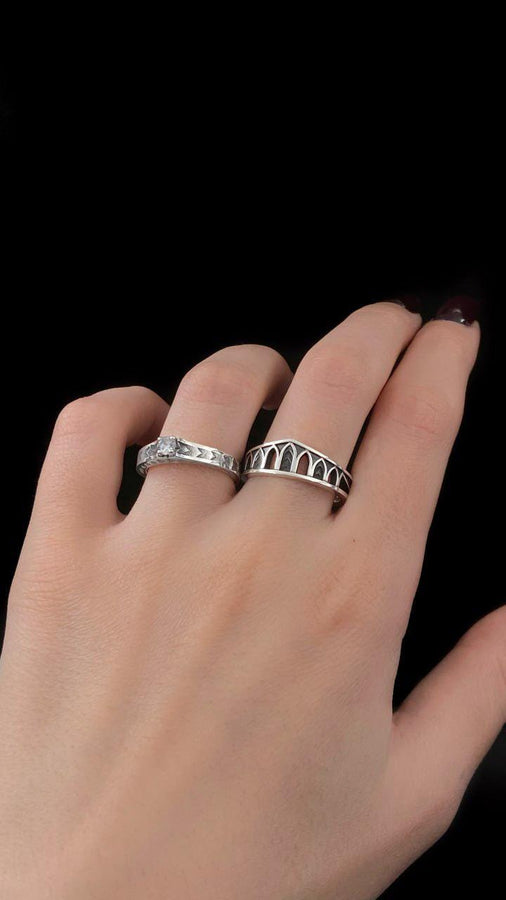Embrace mystery and elegance with this stunning gothic silver ring, complete with vintage-inspired designs and a gemstone centerpiece. A true statement piece for gothic lovers. (etsy image id: 7423743147)