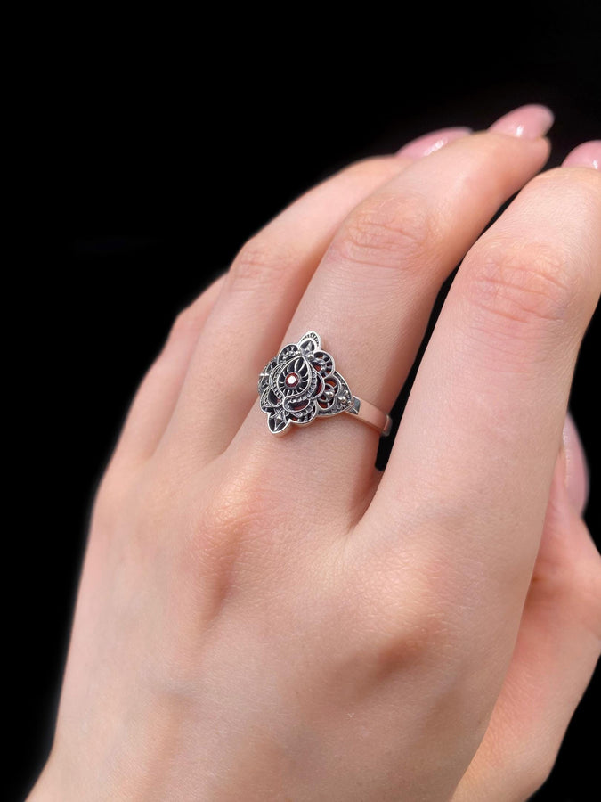 Vintage Sterling Silver Monogram Ring: Handmade Gothic Medieval Jewelry (etsy image id: 7500559809)