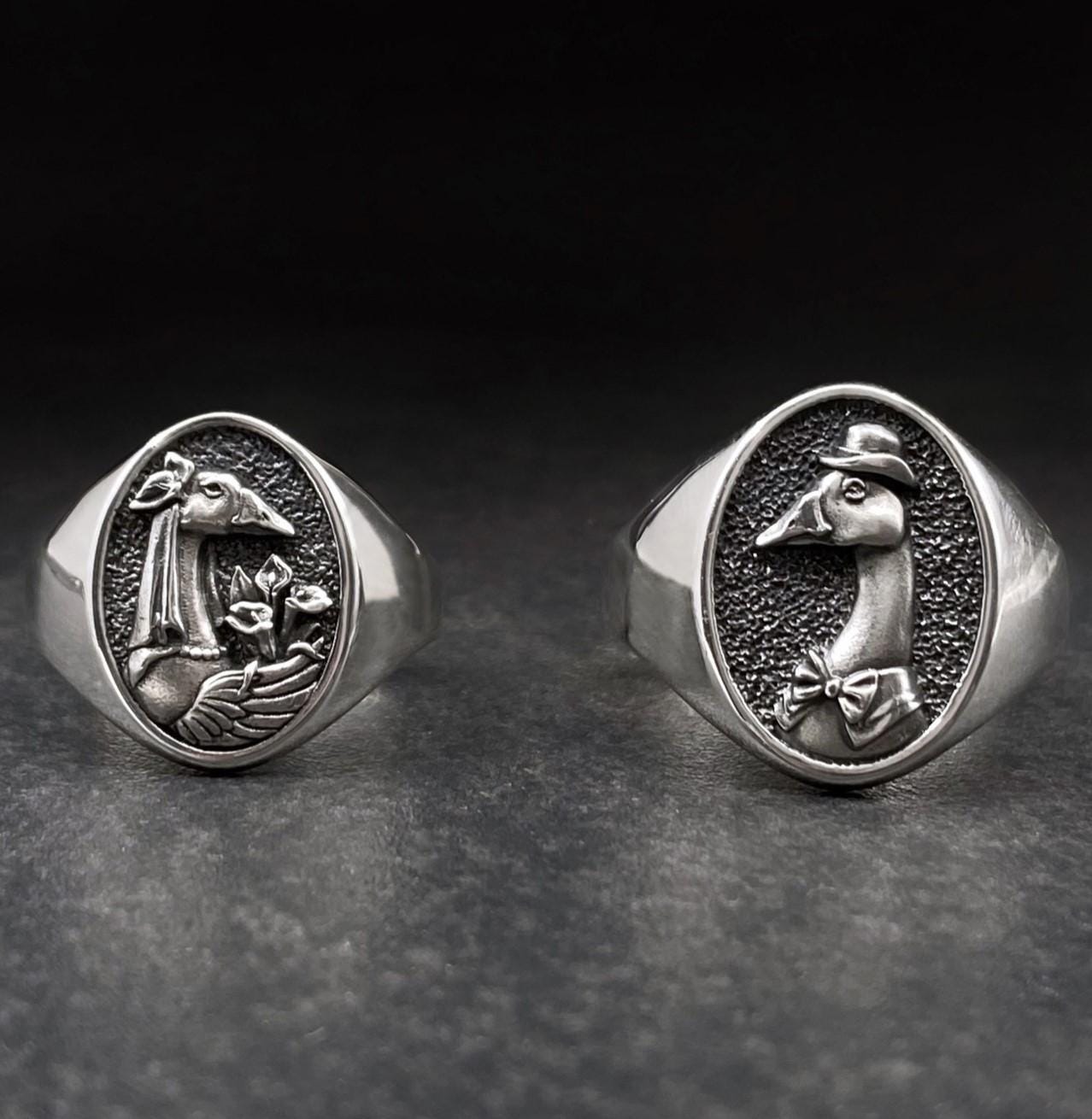 Sterling Silver Goose Signet Ring: Handmade Bird Jewelry (etsy image id: 6417924683)