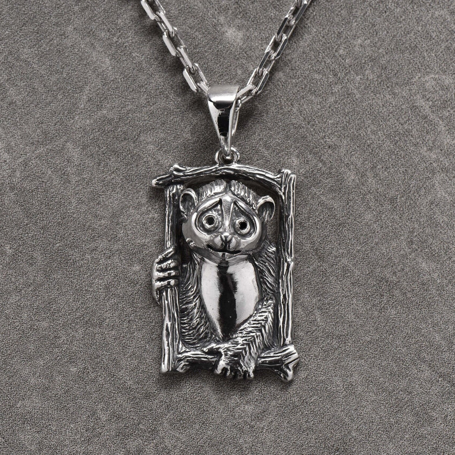 Sterling Silver Lemur Pendant: Handmade Animal Jewelry (etsy image id: 6872230418)