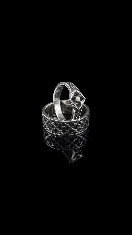 This handcrafted gothic silver ring brings together the allure of vintage design and a gemstone's sparkle, perfect for a wedding or special occasion gift. (etsy image id: 6064689690)