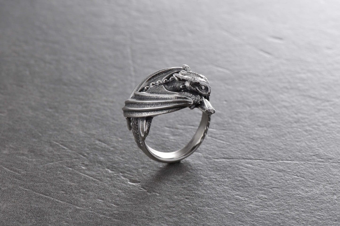 Sterling Silver Baby Dragon Ring: Gothic Fantasy Jewelry (etsy image id: 6938147108)