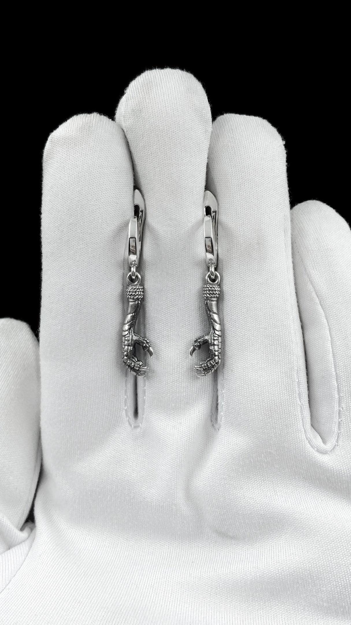 Sterling Silver Bird Claw Earrings, Gothic Earrings, Raven Talon Jewelry, Unique Silver Dangle Earrings, Animal Totem Gift, 925 Silver (etsy image id: 6941813984)