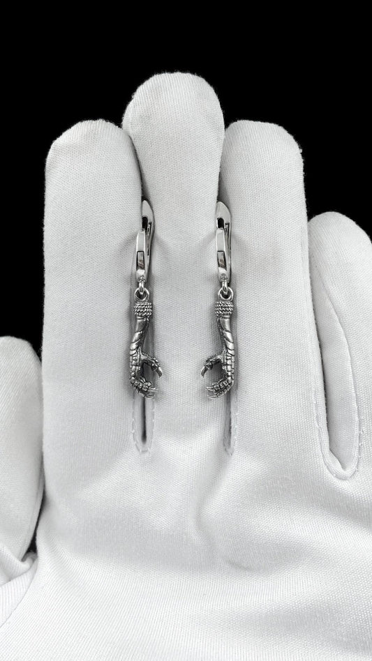 Sterling Silver Bird Claw Earrings, Gothic Earrings, Raven Talon Jewelry, Unique Silver Dangle Earrings, Animal Totem Gift, 925 Silver (etsy image id: 6941813984)