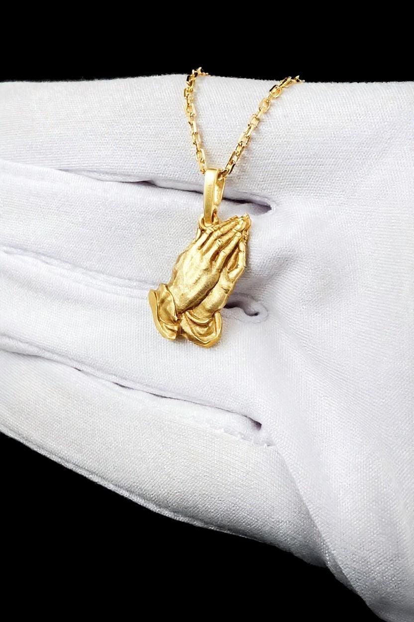 Sterling Silver Praying Hands Pendant: Gothic Religious Necklace (etsy image id: 6942047834)