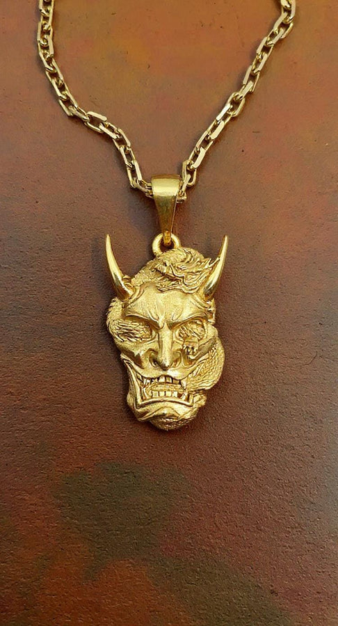 Sterling Silver Oni Mask Pendant, Handmade Asia Jewelry (etsy image id: 5088419480)