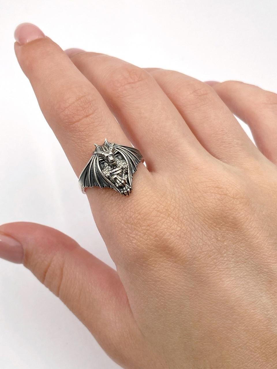 Sterling Silver Dragon Ring: Handmade Mythic Jewelry (etsy image id: 6986115559)