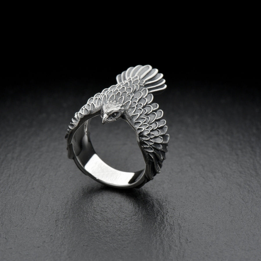 ring	bird ring	Silver ring	Falcon Ring	Falcon jewelry	Falcon	bird jewelry (etsy image id: 6994187014)