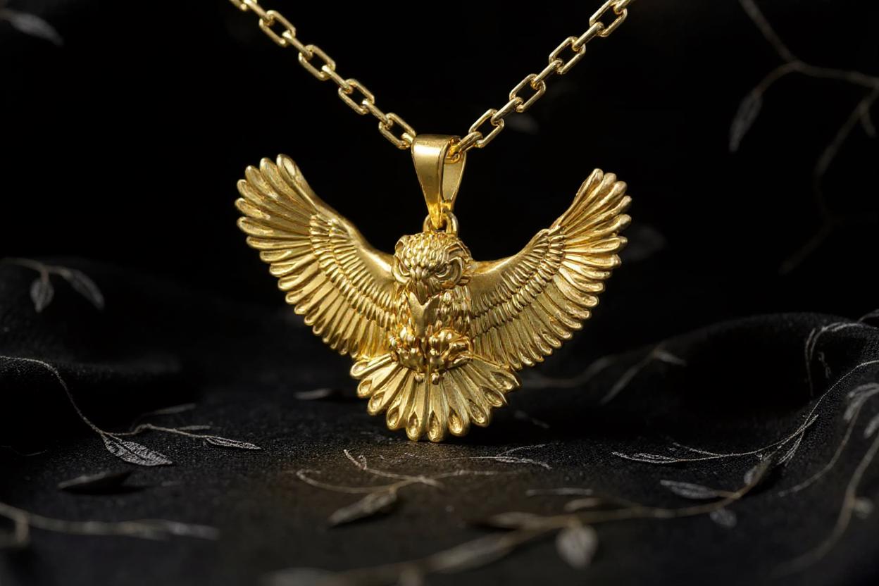 Sterling Silver Owl Pendant Necklace: Winged Spirit Animal, Gothic Jewelry (etsy image id: 6995370584)
