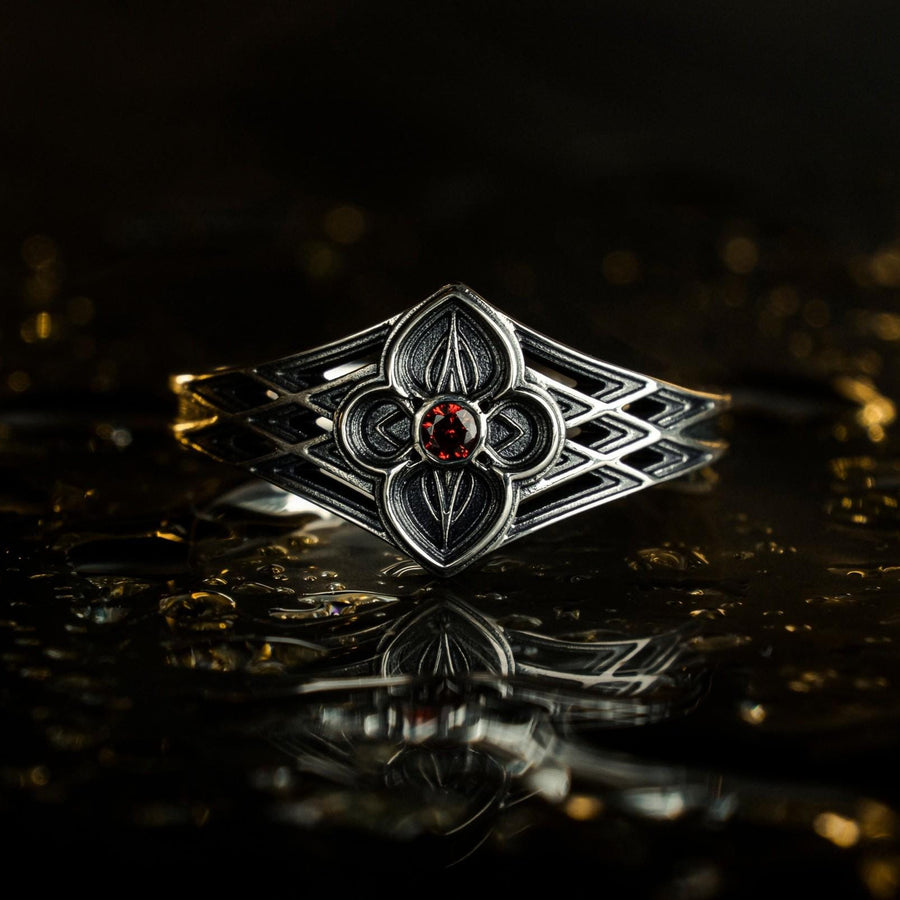 Sterling Silver Gothic Ring, Gemstone Ring, Handmade Goth Ring, Medieval Jewelry, Unique Wedding Ring, Holiday Gift, Vintage Ring, Gift Idea (etsy image id: 6997248198)