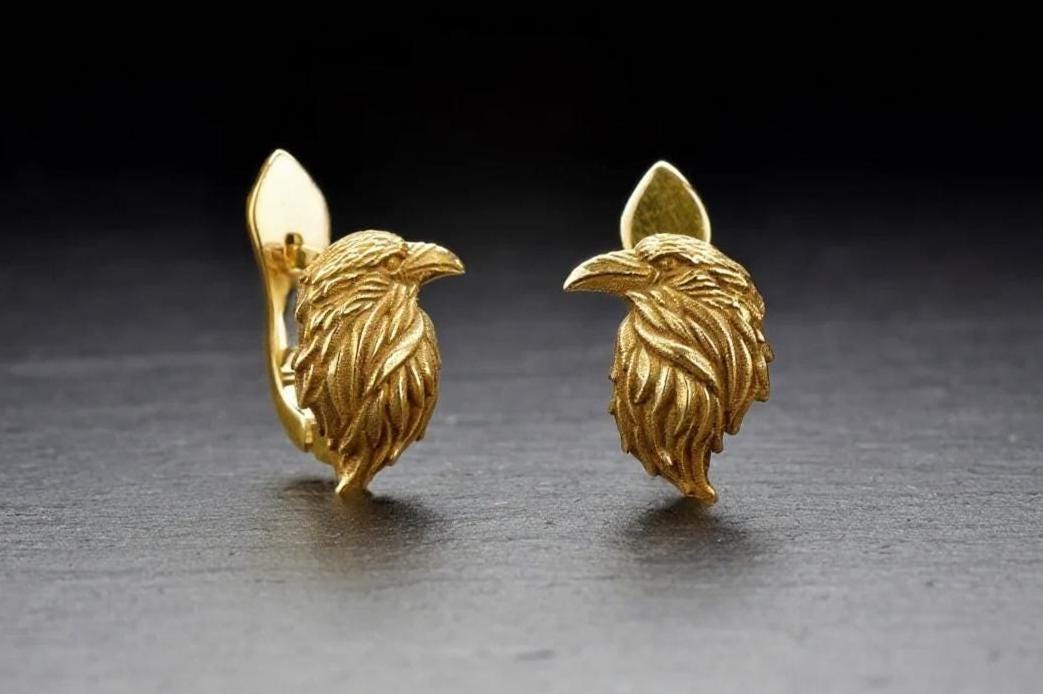 Oxidized Sterling Silver Crow Earrings: Gothic Raven Jewelry (etsy image id: 6998220836)