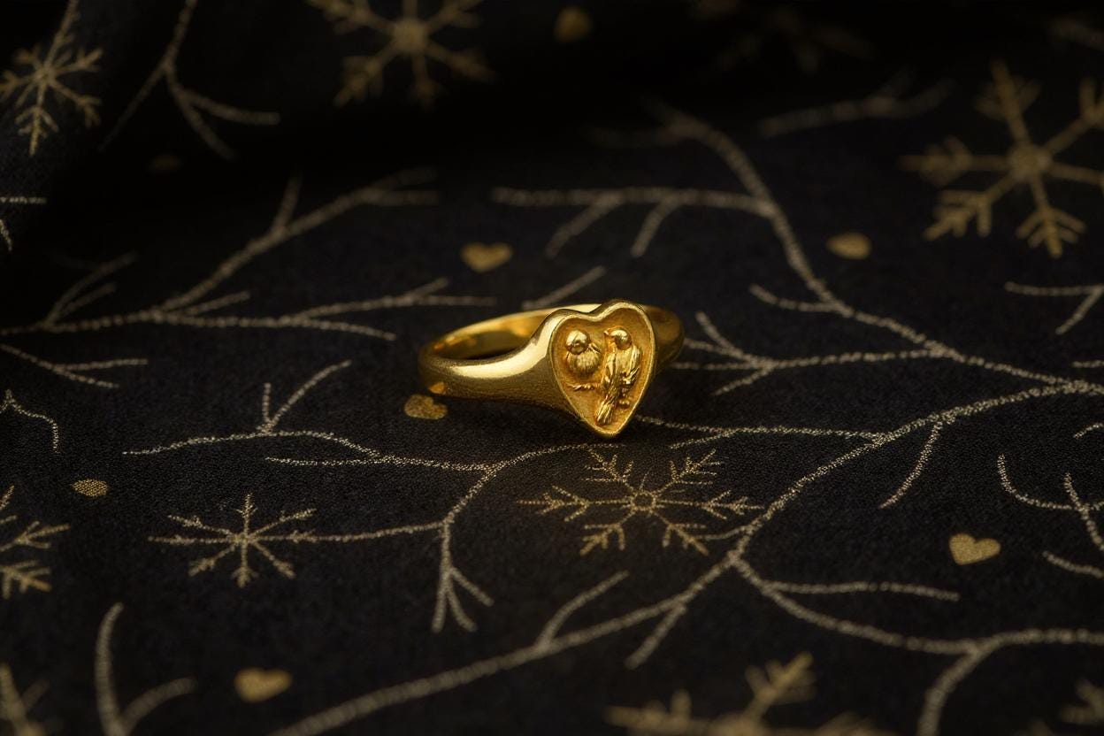 Sterling Silver Lovebirds Heart Ring: Romantic Soulmate Jewelry (etsy image id: 7000337252)