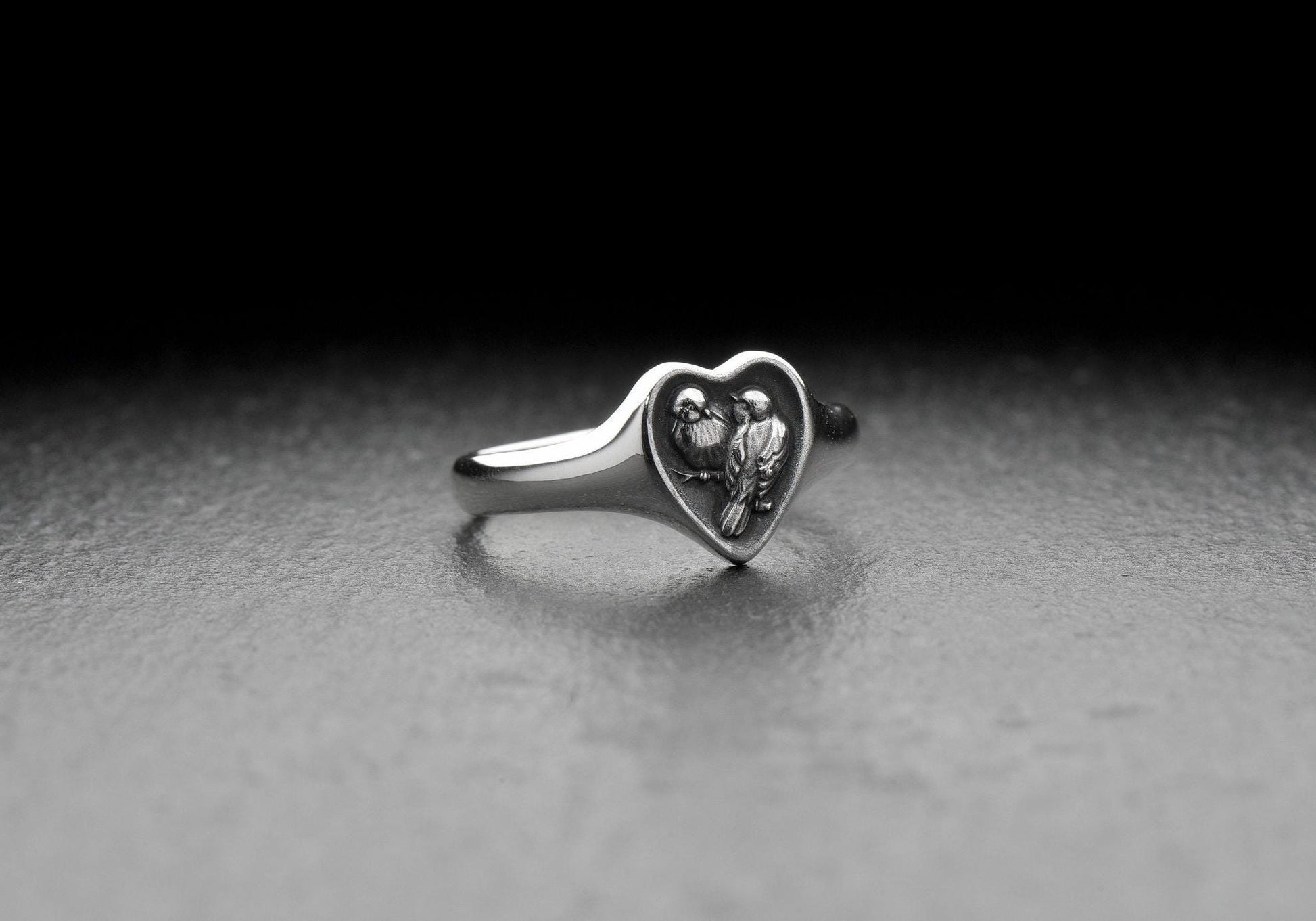 Delicate silver ring with the image of cute chickadees is the perfect accessory for all lovers of nature and animals! It will add a touch of playfulness and grace to any outfit, be it a casual look or an evening dress. (etsy image id: 7000369288)