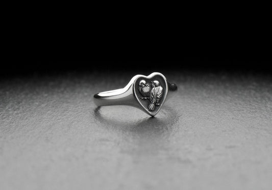 Delicate silver ring with the image of cute chickadees is the perfect accessory for all lovers of nature and animals! It will add a touch of playfulness and grace to any outfit, be it a casual look or an evening dress. (etsy image id: 7000369288)