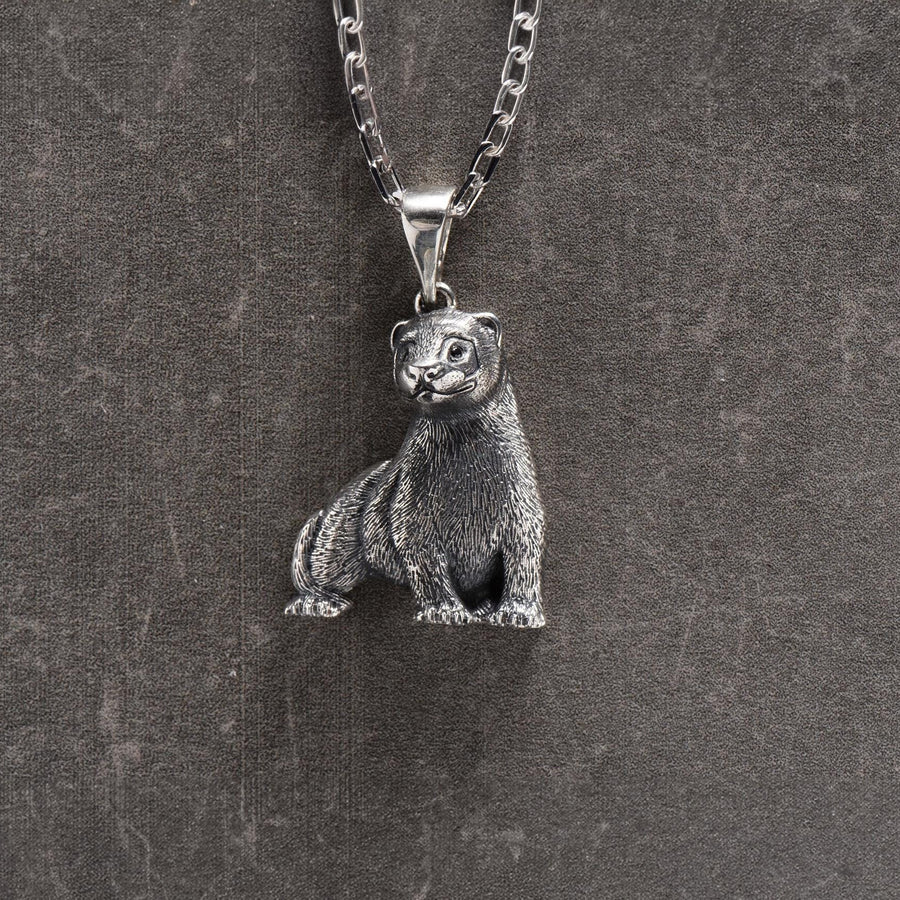 Sterling Silver Ferret Pendant, Handmade Animal Necklace, Realistic Ferret Jewelry for Pet Lovers, Unique Wildlife Gift (etsy image id: 7024599893)
