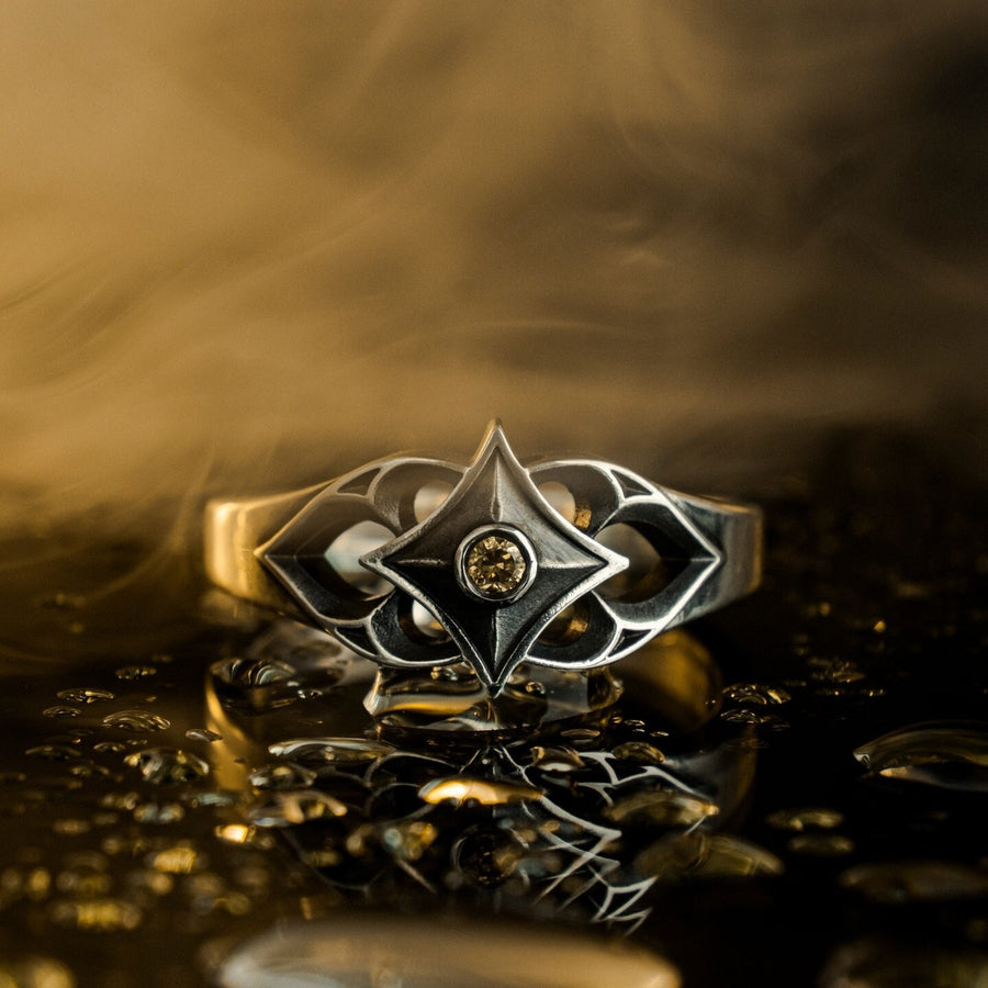 Crafted with precision, this gothic silver ring showcases a bold gemstone and intricate detailing. Perfect for adding a touch of vintage allure to your look. (etsy image id: 7026444785)
