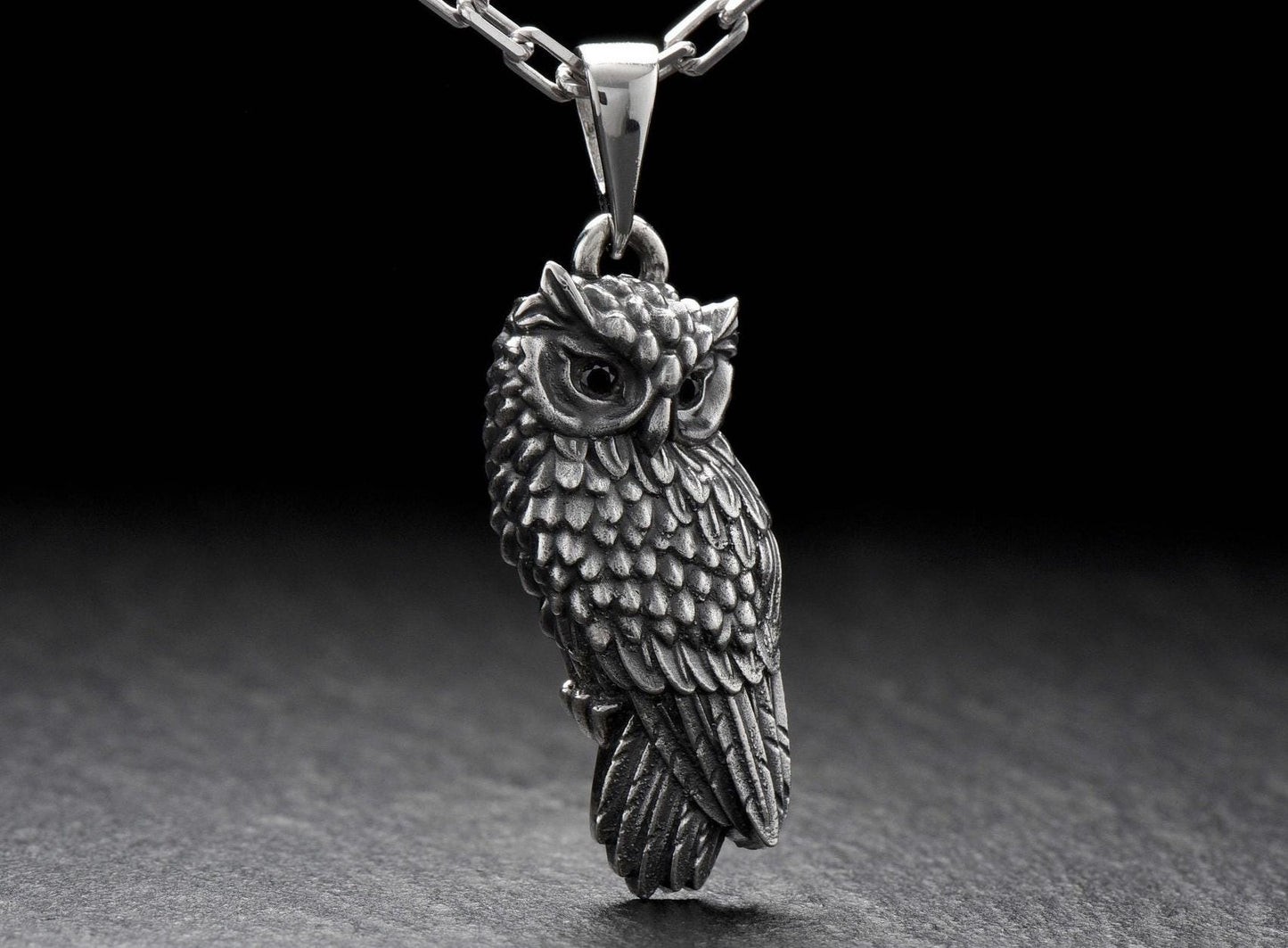 The owl silver pendant is a gift for everyone who loves the wise, watchful owl. Like a guardian angel, it sits on your chest to remind you of all the good things in life. __etsy:7043666789