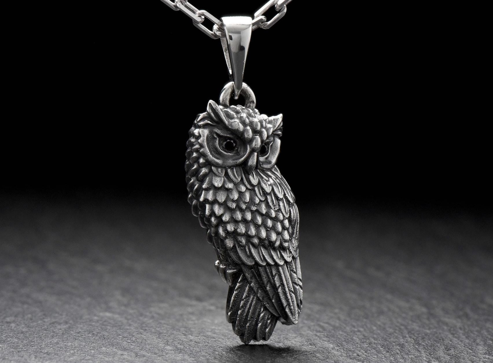 The owl silver pendant is a gift for everyone who loves the wise, watchful owl. Like a guardian angel, it sits on your chest to remind you of all the good things in life. __etsy:7043666789