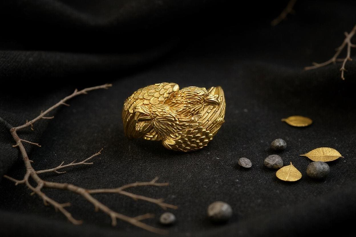 Sterling Silver Raven Ring: Norse Huginn and Muninn, Viking Jewelry (etsy image id: 7046049941)