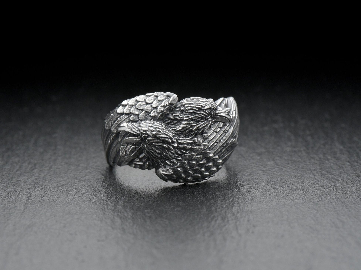 Crow silver ring	raven silver ring	corvus silver ring	crow jewelry	raven jewelry	crow feather (etsy image id: 7046125209)