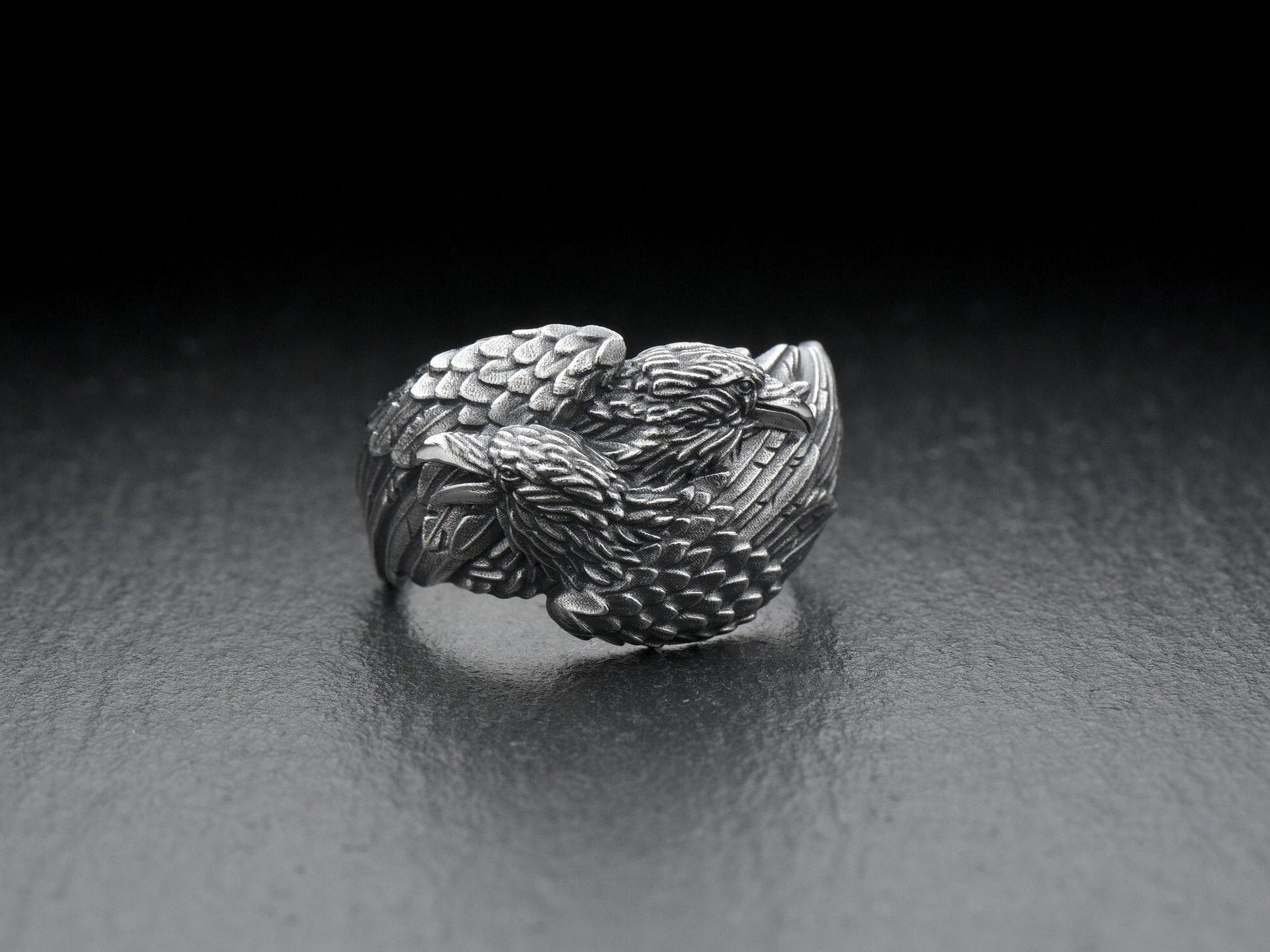 Crow silver ring	raven silver ring	corvus silver ring	crow jewelry	raven jewelry	crow feather (etsy image id: 7046125209)