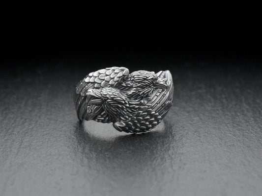 Crow silver ring	raven silver ring	corvus silver ring	crow jewelry	raven jewelry	crow feather (etsy image id: 7046125209)