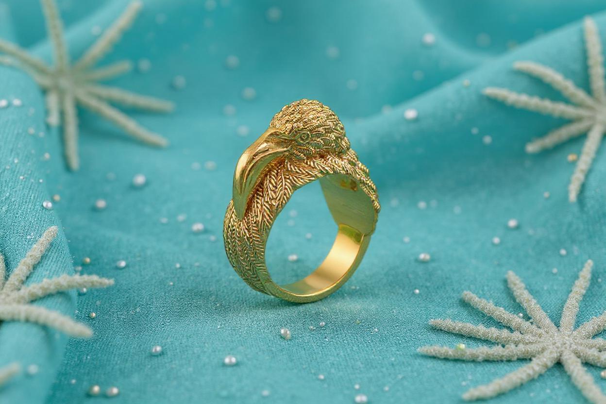 Oxidized Sterling Silver Flamingo Ring: Surreal Statement Jewelry (etsy image id: 7046319795)