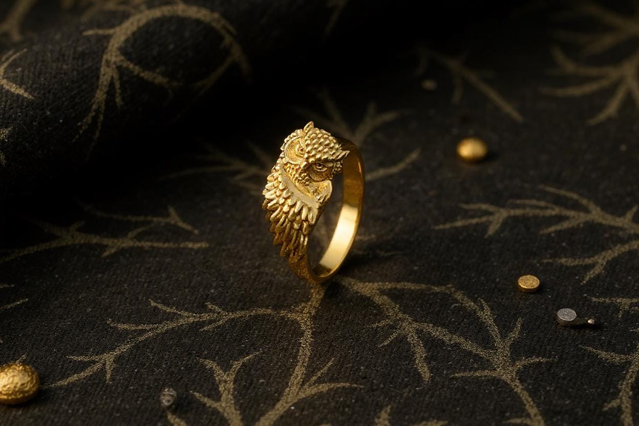 🦉 Grace in stillness, power in silence — this sterling silver owl ring is a guardian of wisdom and intuition, crafted for those who see beyond the surface. (etsy image id: 7046711273)