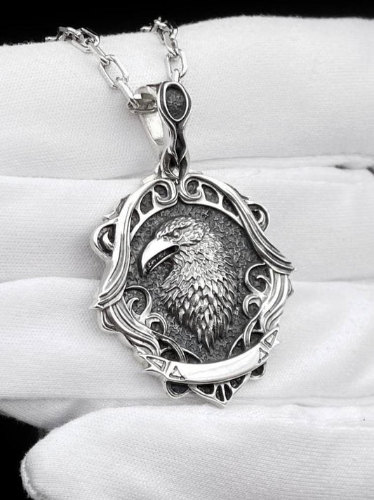 Gothic Raven Pendant Necklace: Sterling Silver Victorian Occult Jewelry (etsy image id: 7046786345)