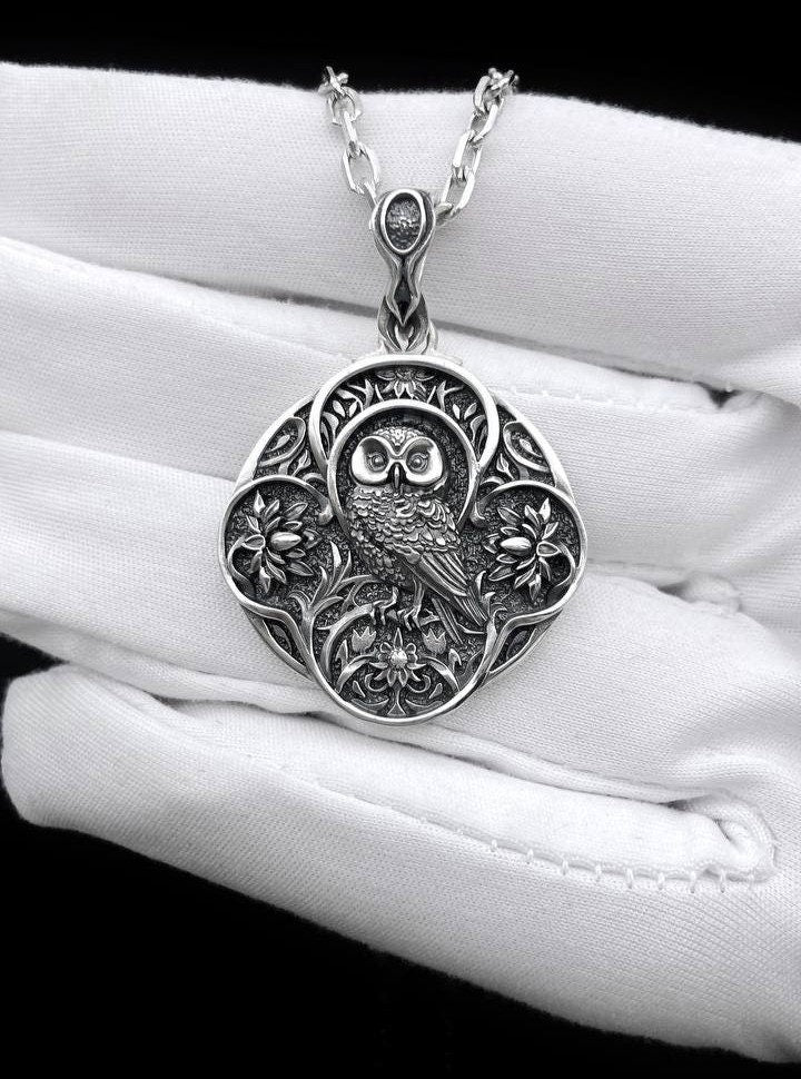 Sterling Silver Gothic Owl Pendant, Gothic Necklace, Jewelry Owl, Handmade Bird Pendant, Bird Necklace, Owl Lovers Gift, Bird Jewelry (etsy image id: 7046855587)
