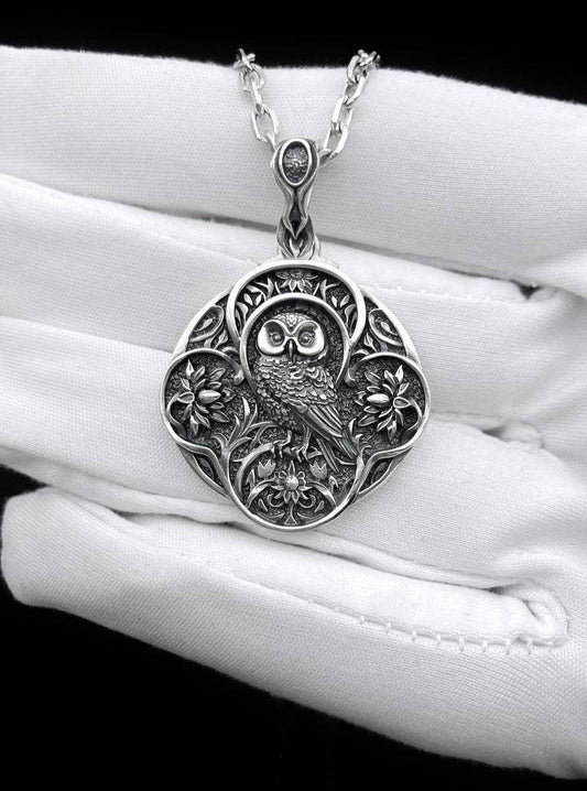 Sterling Silver Gothic Owl Pendant, Gothic Necklace, Jewelry Owl, Handmade Bird Pendant, Bird Necklace, Owl Lovers Gift, Bird Jewelry (etsy image id: 7046855587)