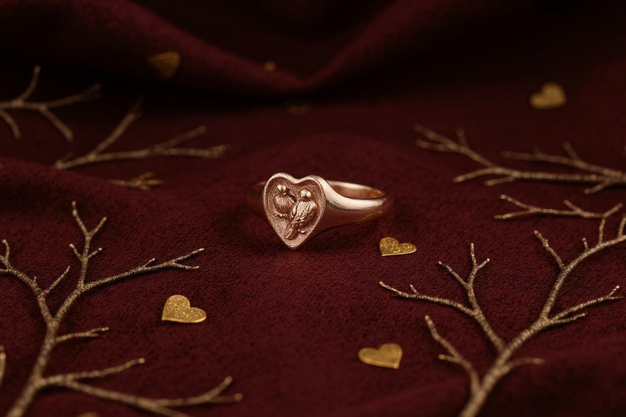 Sterling Silver Lovebirds Heart Ring: Romantic Soulmate Jewelry (etsy image id: 7048335361)