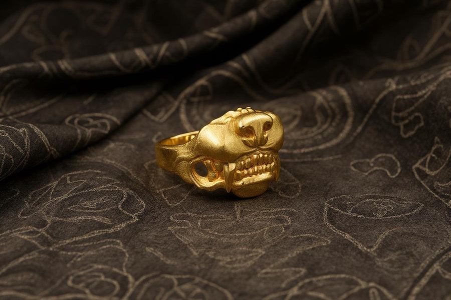 Signet ring	men's jewelry	animal signet ring	signet silver ring	wolf	samurai	mask (etsy image id: 4323229540)