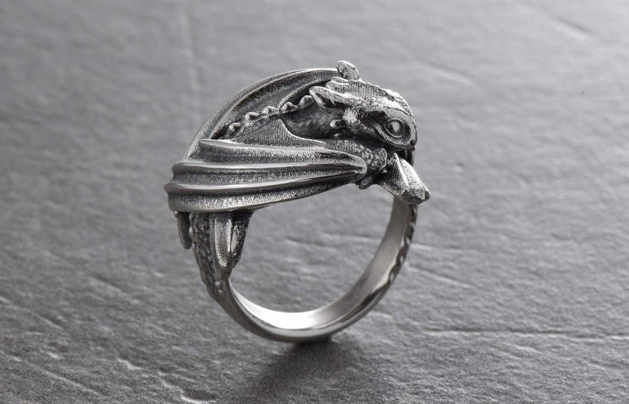 Sterling Silver Baby Dragon Ring: Gothic Fantasy Jewelry (etsy image id: 7147435065)