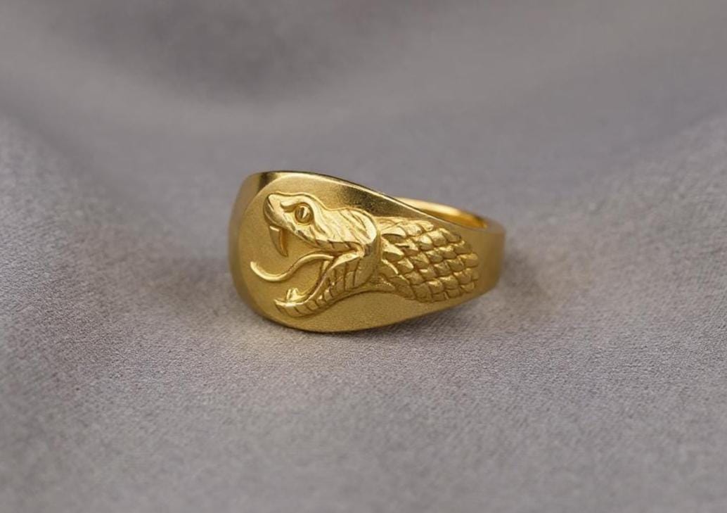 Sterling Silver Snake Signet Ring: Handmade Serpent Jewelry (etsy image id: 7105657082)