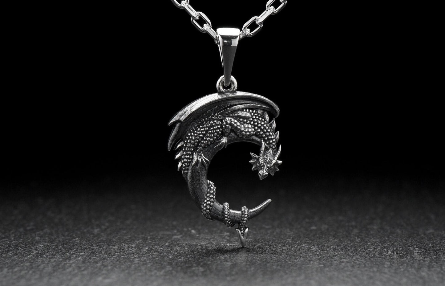 Dragons are the stuff of legends and that's just what this gorgeous dragon silver pendant is about. The dragon is a symbolic animal for many cultures, including China, India, and Japan. (etsy image id: 7106137856)