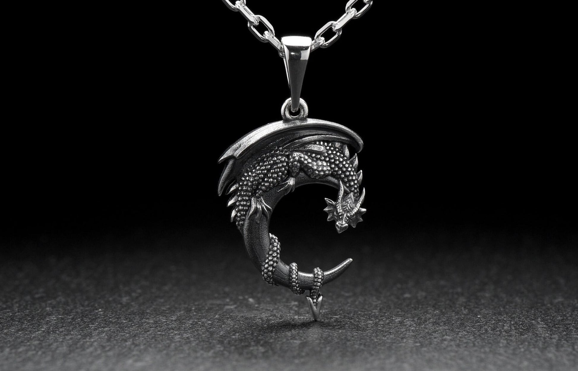 Dragons are the stuff of legends and that's just what this gorgeous dragon silver pendant is about. The dragon is a symbolic animal for many cultures, including China, India, and Japan. (etsy image id: 7106137856)