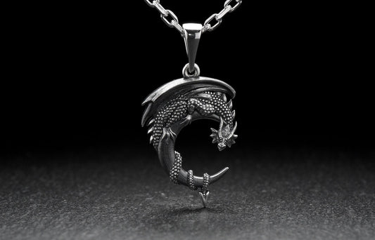 Dragons are the stuff of legends and that's just what this gorgeous dragon silver pendant is about. The dragon is a symbolic animal for many cultures, including China, India, and Japan. (etsy image id: 7106137856)