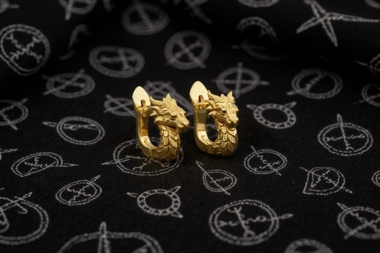 Sterling Silver Dragon Stud Earrings: Gothic Fantasy Jewelry (etsy image id: 7106174520)