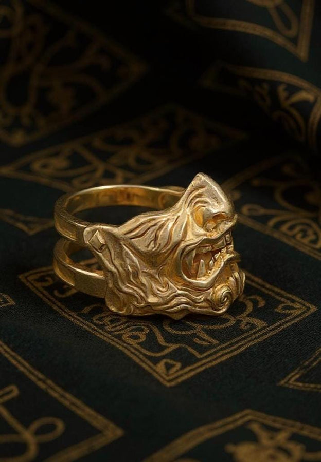 Sterling Silver Samurai Mask Ring: Japanese Warrior Jewelry