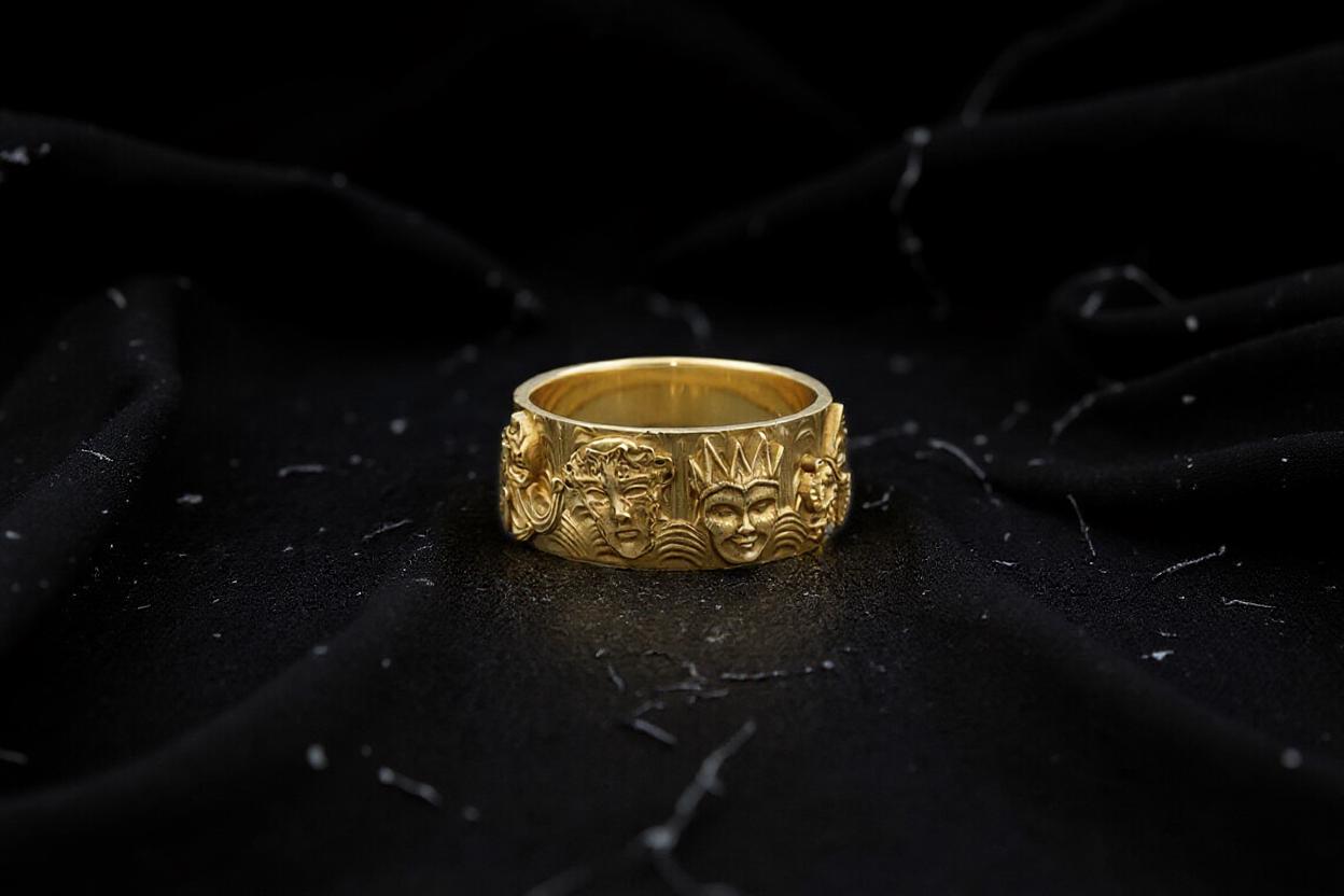 Sterling Silver Mask Ring: Handmade Harlequin Jewelry, Theater Gift (etsy image id: 7131932278)