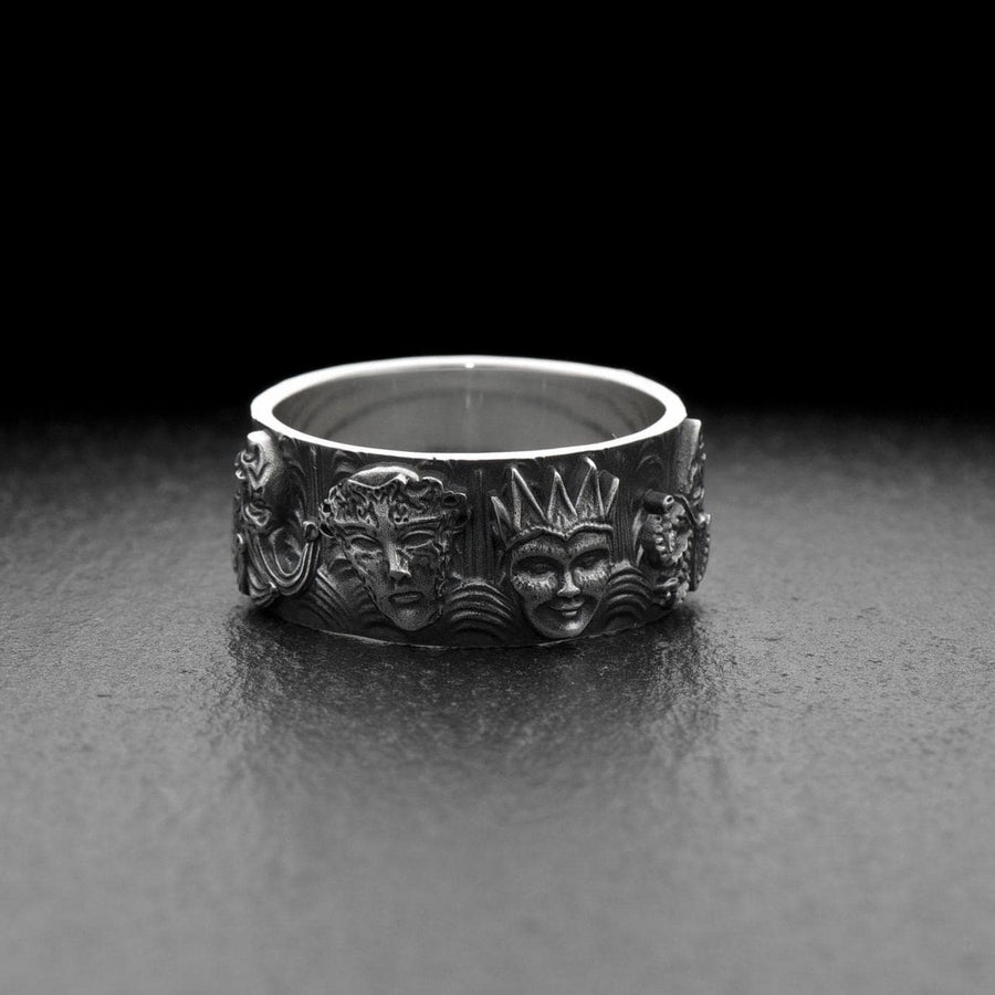 Sterling Silver Mask Ring: Handmade Harlequin Jewelry, Theater Gift (etsy image id: 7131933406)