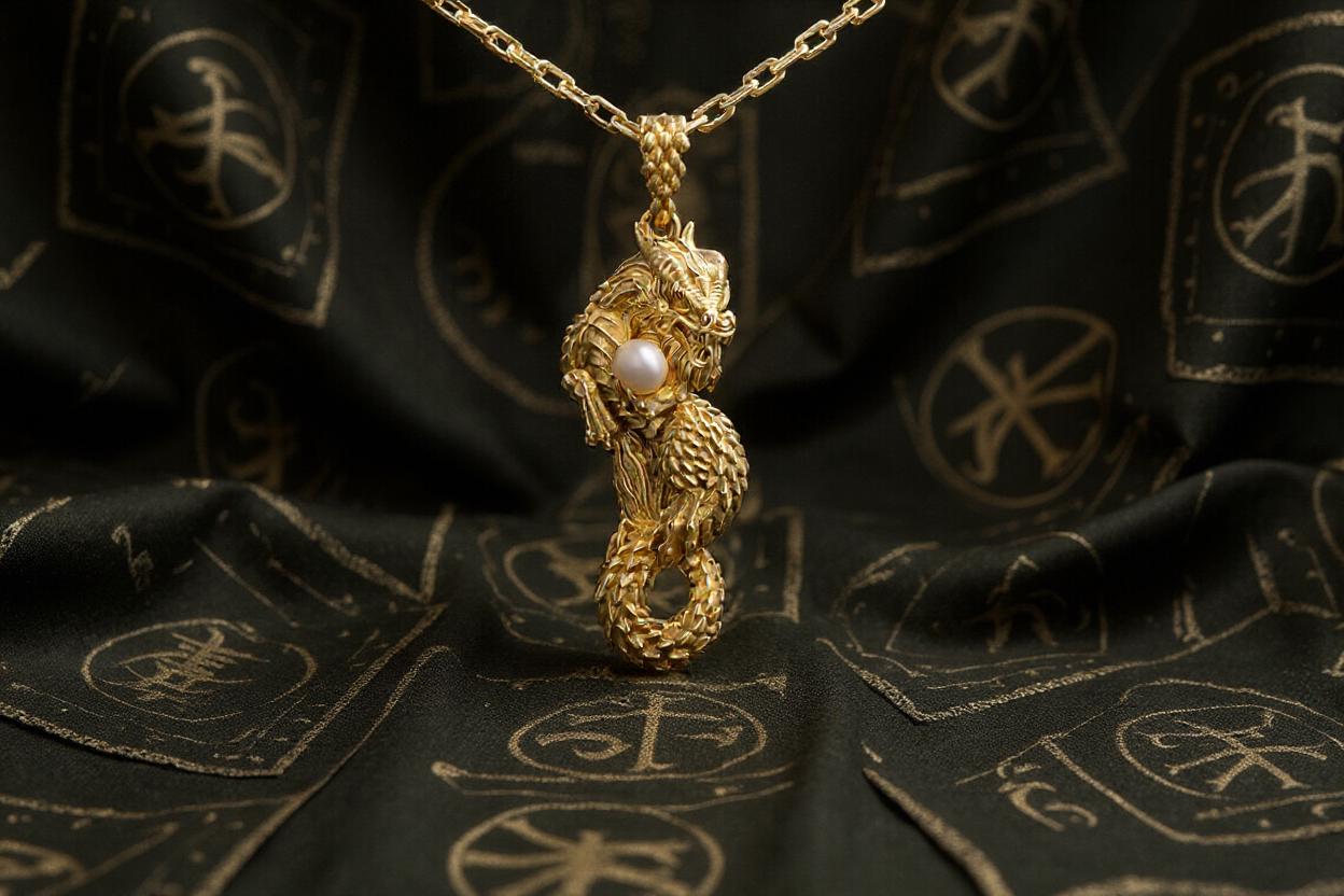 Sterling Silver Asian Dragon Pendant: Pearl, Fantasy Necklace (etsy image id: 7132005756)