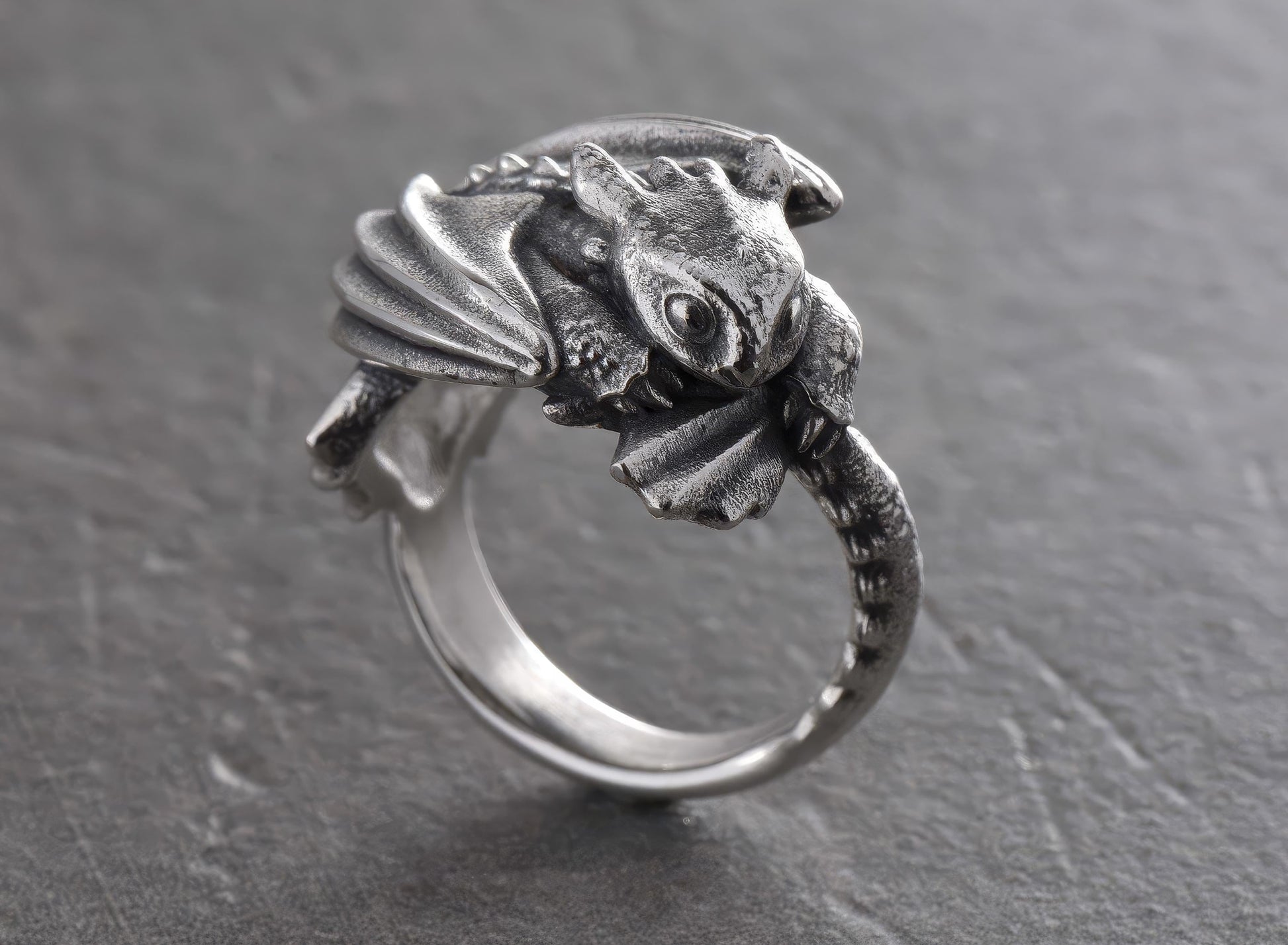 Sterling Silver Baby Dragon Ring: Gothic Fantasy Jewelry (etsy image id: 7147435065)